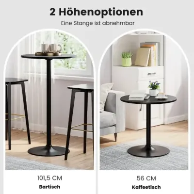 Inaltimea mesei rotunde reglabila 56 cm/101,5 cm Ø 60 cm Bistrotish Black