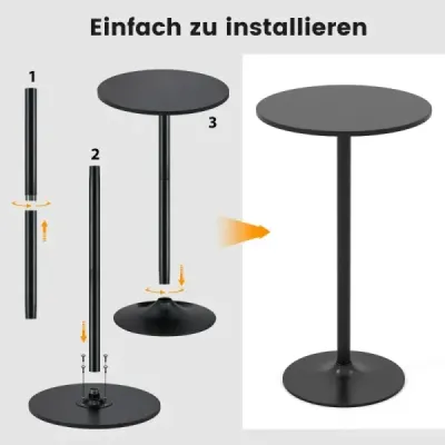 Inaltimea mesei rotunde reglabila 56 cm/101,5 cm Ø 60 cm Bistrotish Black