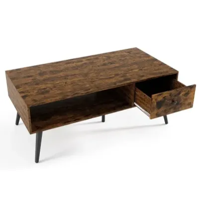 Masa de cafea cu camera de depozitare sertar deschis compartiment Masa din sufragerie 109 x 55 x 39,5 cm Rustic Brown