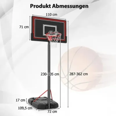 Baschet în aer liber cu stand & roți și stand de baseball mobil