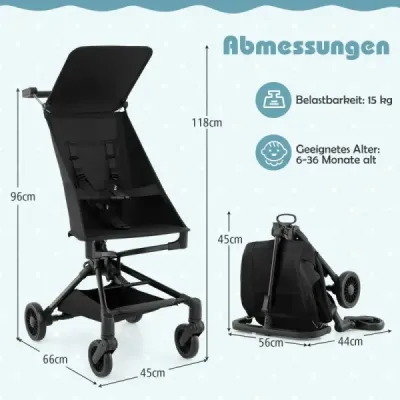 Cărucior pliabil cu buggy reglabil și pliabil