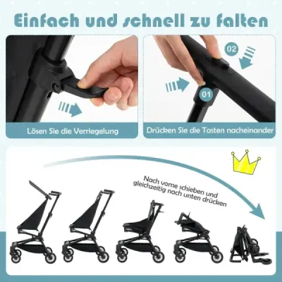 Cărucior pliabil cu buggy reglabil și pliabil