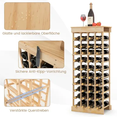 Rack de vin din lemn masiv pentru 40 de sticle cu bare transversale întărite Natura