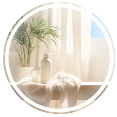 Oglindă baie LED cu iluminat 60cm rotund anti baie de potrivire oglindă argintiu