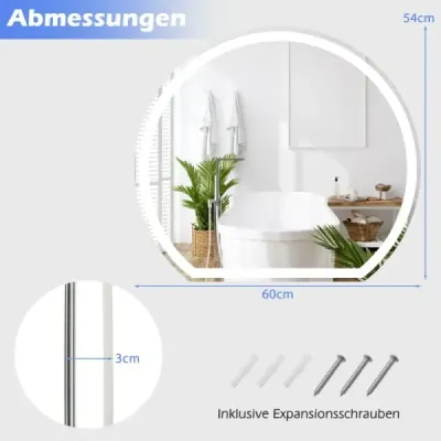 Oglinda LED baie cu iluminat anti-potrivire baie oglinda dimmable cu buton tactil argintiu