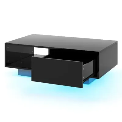 Masa de cafea cu 20 de culori LED-uri si masa de control la distanta 95 x 55 x 31 cm Negru