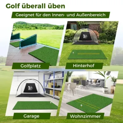 Mat impact Golf 2 ceaiuri de cauciuc & 2 bare de aliniere & 6 pozitii de impact 152 x 117 cm grosime 27 mm