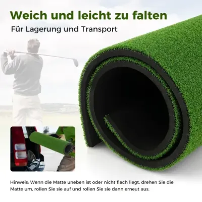 Mat impact Golf 2 ceaiuri de cauciuc & 2 bare de aliniere & 6 pozitii de impact 152 x 117 cm grosime 27 mm