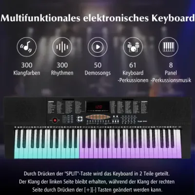 Keyboard Piano pentru începători cu 61 taste Digital pian cu 300 tone