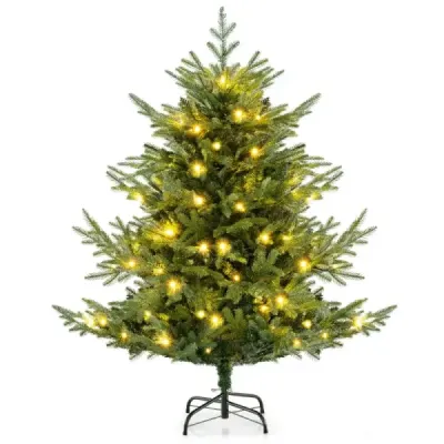 135 cm Brad artificial de Craciun cu iluminat Tannenbaum cu 160 de lumini albe si 8 moduri de lumina