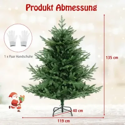 135 cm Brad artificial de Craciun cu iluminat Tannenbaum cu 160 de lumini albe si 8 moduri de lumina