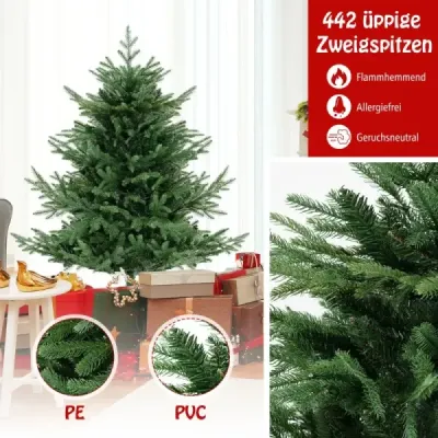 135 cm Brad artificial de Craciun cu iluminat Tannenbaum cu 160 de lumini albe si 8 moduri de lumina