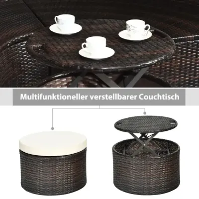 Pat rotund exterior cu baldachin retractabil 192 x 177 x 146 cm