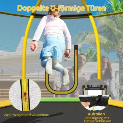 φ223cm Trampolină cu diapozitiv & scară & bile ocean max. 270 kg trambulină grădină