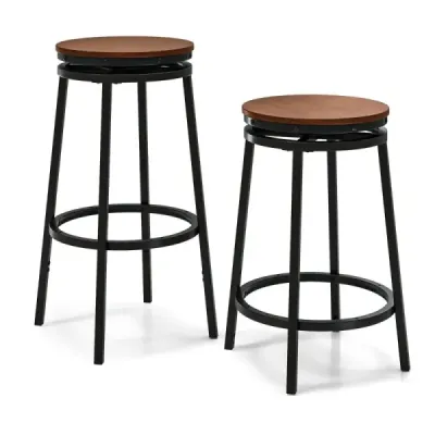 2 Set Bar Stool cu 2 Heights reglabil 360° Stool de bucătărie turnabil