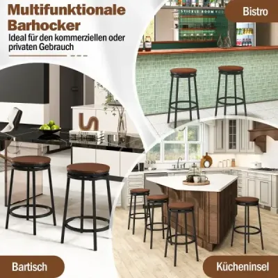 2 Set Bar Stool cu 2 Heights reglabil 360° Stool de bucătărie turnabil