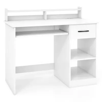 Birou cu stație de încărcare Sertar raft tastatură & raft reglabil White 105 x 55 x 89 cm