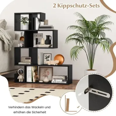 raft geometric cu 5 etape cu compartimente deschise 80 x 22 x 100 cm Negru
