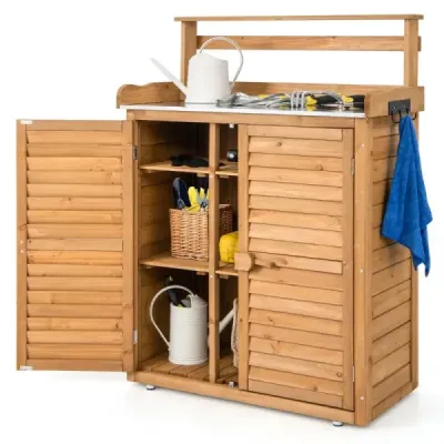 Masa de plantare cu sub dulap gradinar masa rezistent la vreme lemn exterior 87 x 45 x 120 cm Natura