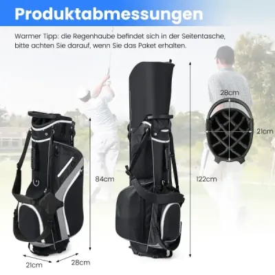 Pungă de golf cu compartiment racheta 14x & 6 buzunare & sac de răcire & capota ploaie gri