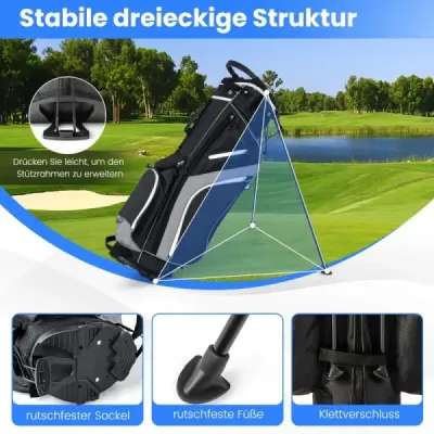 Pungă de golf cu compartiment racheta 14x & 6 buzunare & sac de răcire & capota ploaie gri
