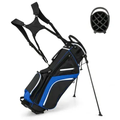 Pungă de golf cu 14x compartiment racheta & 6 buzunare & sac de răcire & capota de ploaie albastru