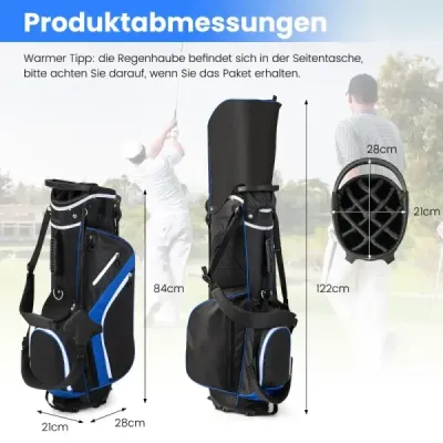 Pungă de golf cu 14x compartiment racheta & 6 buzunare & sac de răcire & capota de ploaie albastru
