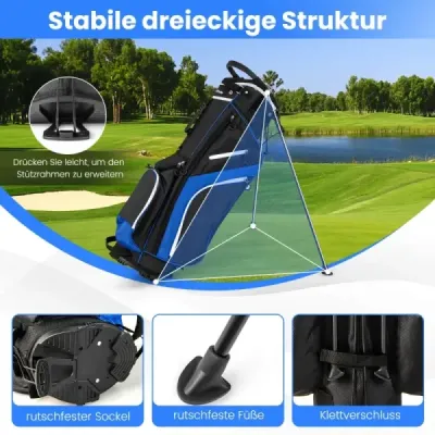 Pungă de golf cu 14x compartiment racheta & 6 buzunare & sac de răcire & capota de ploaie albastru