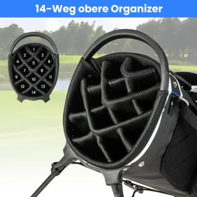 Pungă de golf cu 14x compartiment racheta & 6 buzunare & sac de răcire & capota de ploaie albastru