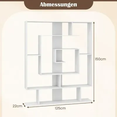 Bookcase cu 7 nivele camera separator raft Geometric stand raft birou alb