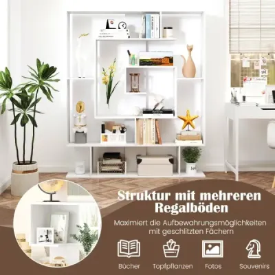 Bookcase cu 7 nivele camera separator raft Geometric stand raft birou alb