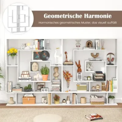 Bookcase cu 7 nivele camera separator raft Geometric stand raft birou alb