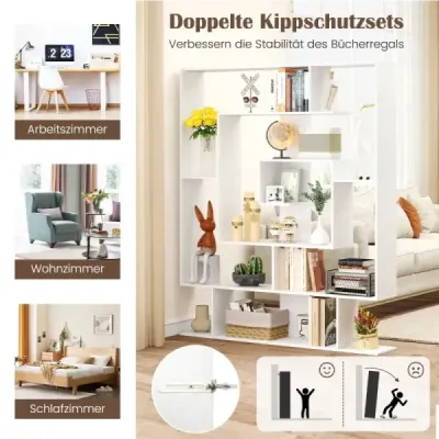 Bookcase cu 7 nivele camera separator raft Geometric stand raft birou alb