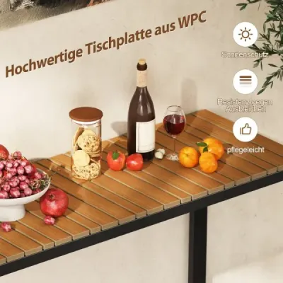 Masă de grădină rezistentă la vreme cu masă de top & metal WPC Masa de terasă Masa de balcon