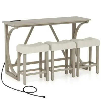 Masa bar cu scaun bar Set Set tabel bara cu 2 prize si 2 porturi USB pentru 2-3 persoane