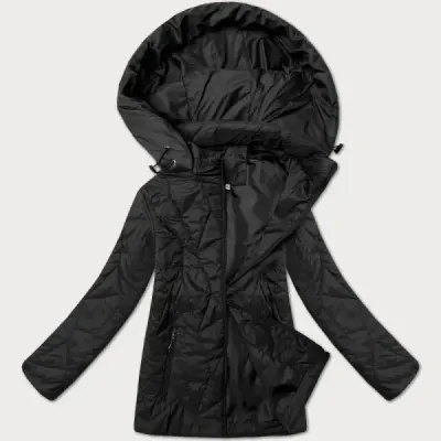 Jacheta pentru femei cu glugă detașabilă plus dimensiunea J Stil negru (16M9268-392)