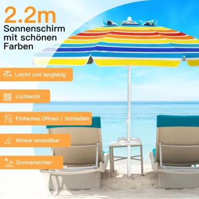 2, 2 M umbrela plaja UPF50 + sunshade Șade solare portabile