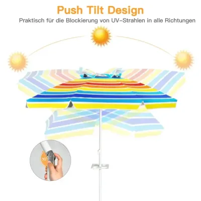 2, 2 M umbrela plaja UPF50 + sunshade Șade solare portabile
