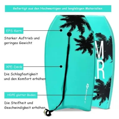 Bodyboard Bodyboard Board Swimming Board Surfboard Copii 83 x 47 x 5.5 cm Verde