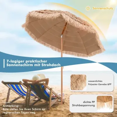 220 cm mare terasă umbrelă cu 8 umbrele în stil Hawaiian