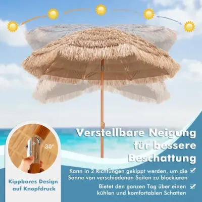 220 cm mare terasă umbrelă cu 8 umbrele în stil Hawaiian