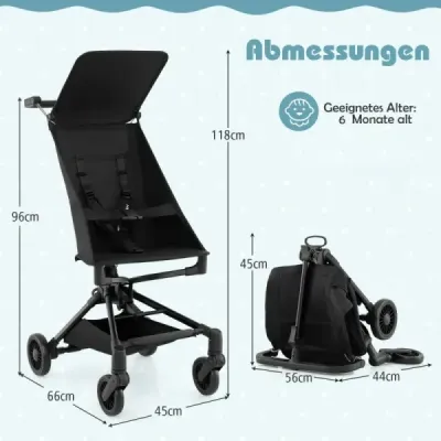 Cărucior pliabil cu buggy reglabil și pliabil