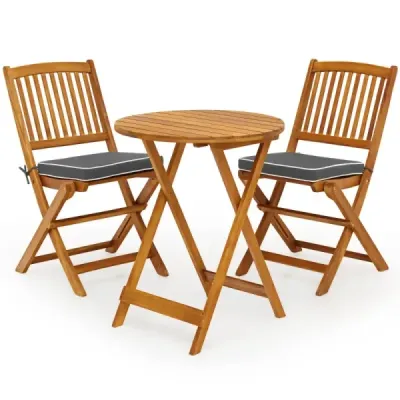 3-TLG. Set mobilier balcon cu masa rotunda & 2 scaune si 2 perne Set scaune ergonomice Grey