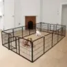 8-piesă cățeluș stabil gard Negru de metal animal pliabil