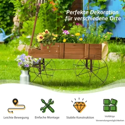 stand de flori din lemn masina stand pentru gradina 62 x 34 x 60 cm maro