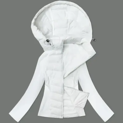Jacheta de damă murată cu materiale combinate J Style alb (16M9226-281)