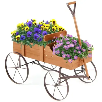 Caravana din lemn Caravan cu roti din metal 62 x 34 x 60 cm Orange