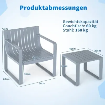 Set de mobilier de gradina cu 2 parti de balcon PP cu mobilier balcon de masa