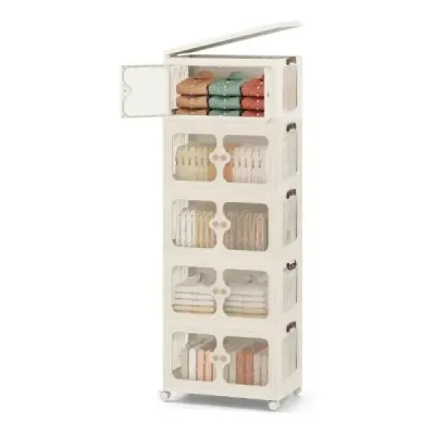 Cutie de depozitare cu capac & role și uși transparente Cutii stiva pliabile Cutii comanda 265 L