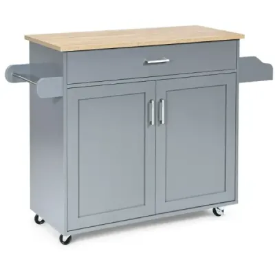 Kitchen Island Truck Rolling Storage Car Cabinet mare 116 x 40 x 85 cm Grey + Natura